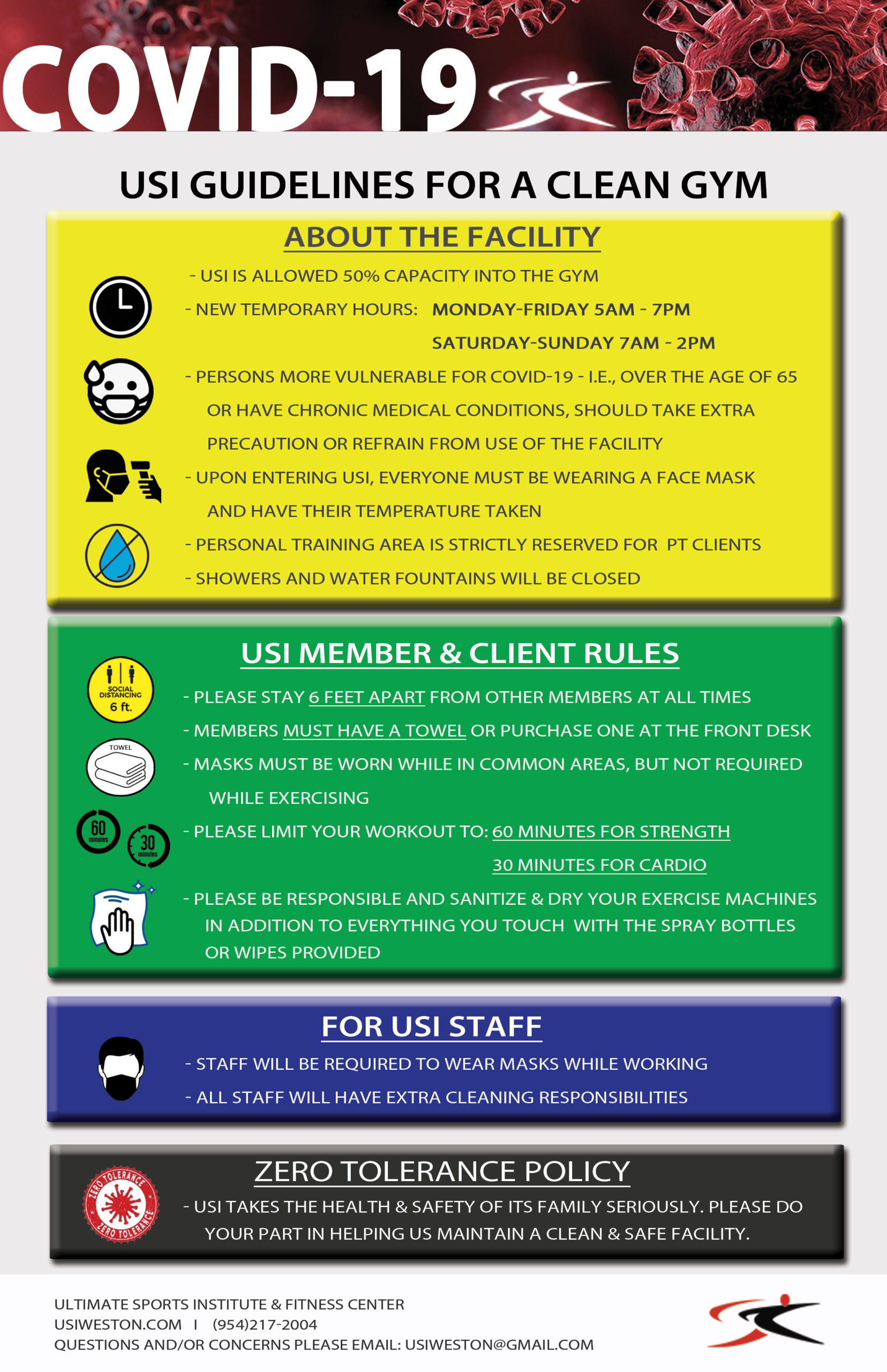 Covid19 Guidelines for a Clean Gym Weston Fitness Gym Workout Center